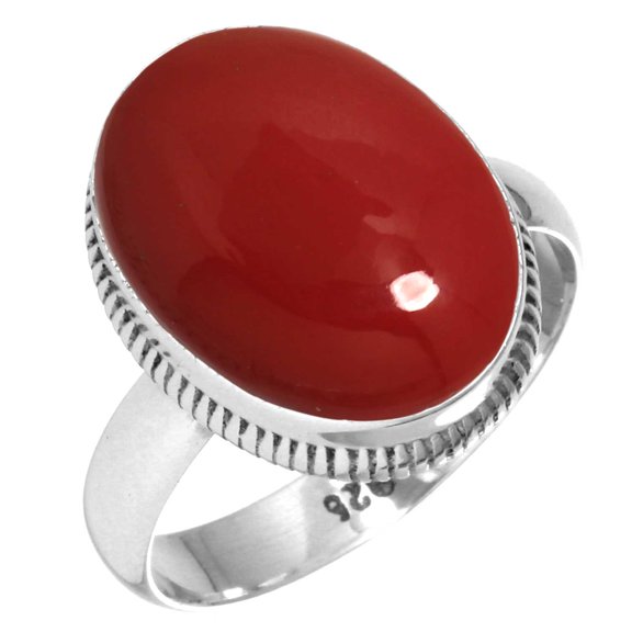 925 Sterling Silver Ring For Women - Men Red Stone Gemstone Silver Ring Size 5.5 October Birthstone Costume Silver Ring Size 5.5 Easter Gift For Wife 925 Silver Gemstone Jewelry
