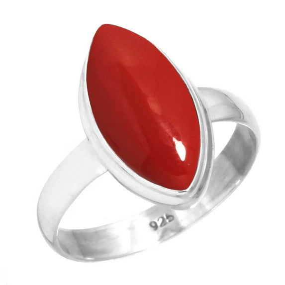 925 Sterling Silver Ring Red Stone Handmade Jewelry
