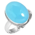thumbnail image 1 of 925 Sterling Silver Ring For Women - Teens Blue Chalcedony Gemstone Silver Ring Size 8 Handmade Silver Ring Size 8 Cocktail Party Gift For Ladies 925 Silver Gemstone Jewelry, 1 of 5