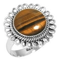 thumbnail image 1 of 925 Sterling Silver Ring For Women - Teens Brown Natural Tiger Eye Gemstone Silver Ring Size 11.5 June Birthstone Elegant Silver Ring Size 11.5 New Year Gift For Sister 925 Silver Gemstone Jewelry, 1 of 6