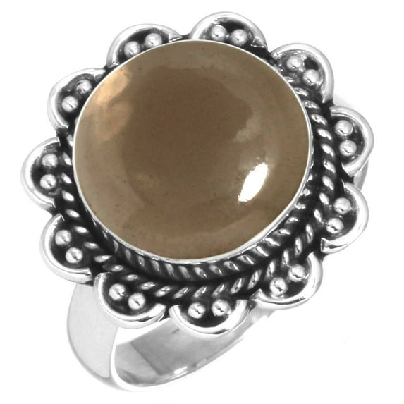 925 Sterling Silver Ring For Women - Teens Brown Smoky Topaz Gemstone Silver Ring Size 5.5 June Birthstone Boho Silver Ring Size 5.5 Valentine's Day Gift For Ladies 925 Silver Gemstone Jewelry