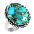 thumbnail image 1 of 925 Sterling Silver Ring For Women - Teens Copper Blue Turquoise Gemstone Silver Ring Size 11 December Birthstone Boho Silver Ring Size 11 New Year Gift For Ladies 925 Silver Gemstone Jewelry, 1 of 6