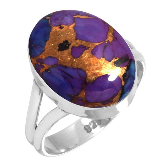 925 Sterling Silver Ring For Women - Teens Copper Purple Turquoise Gemstone Silver Ring Size 9 Simple Silver Ring Size 9 Mothers' Day Gift For Mother 925 Silver Gemstone Jewelry