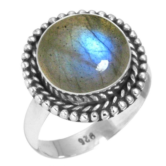 925 Sterling Silver Ring For Women - Teens Gray Real Labradorite Gemstone Silver Ring Size 5.5 November Birthstone Fashion Silver Ring Size 5.5 Easter Gift For Sister 925 Silver Gemstone Jewelry