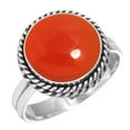 thumbnail image 1 of 925 Sterling Silver Ring For Women - Teens Orange Natural Carnelian Gemstone Silver Ring Size 13 August Birthstone Handmade Silver Ring Size 13 New Year Gift For Sister 925 Silver Gemstone Jewelry, 1 of 6