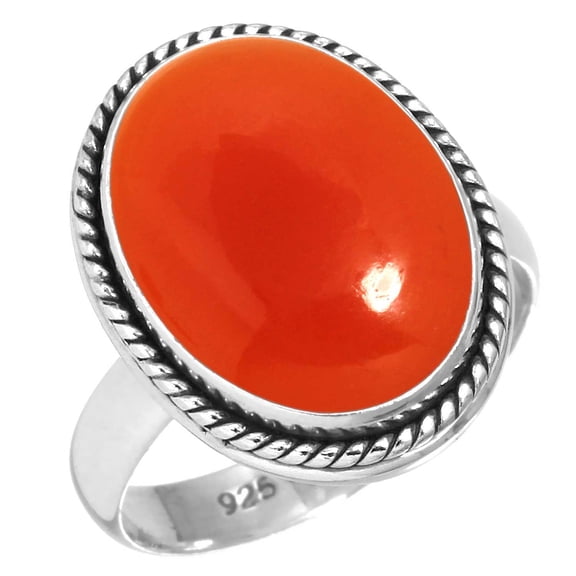 925 Sterling Silver Ring For Women - Teens Orange Natural Carnelian Gemstone Silver Ring Size 5 August Birthstone Elegant Silver Ring Size 5 Easter Gift For Sister 925 Silver Gemstone Jewelry