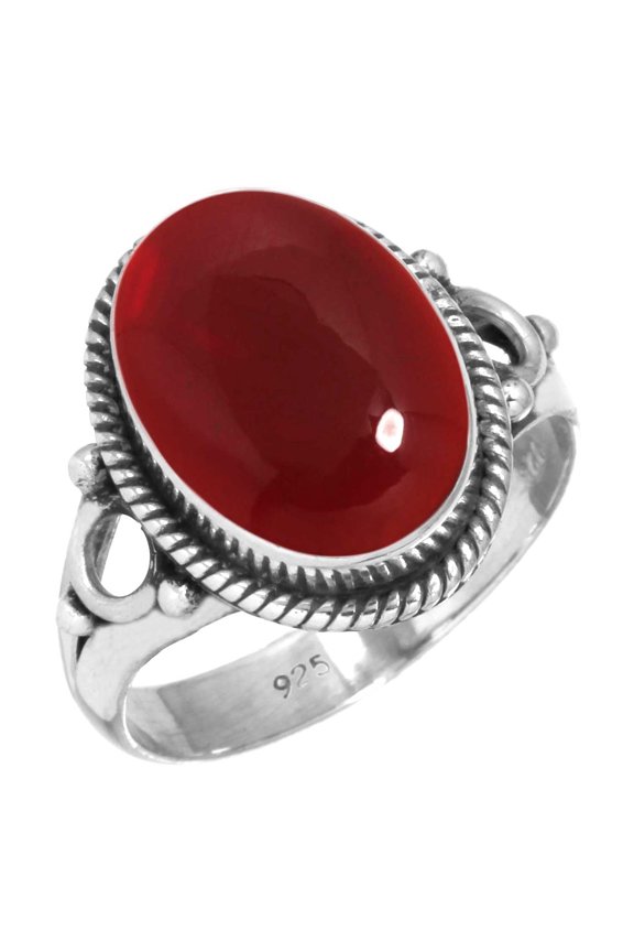 925 Sterling Silver Ring For Women - Teens Red Garnet Quartz Gemstone Silver Ring Size 6 January Birthstone Elegant Silver Ring Size 6 Engagement Gift For Girl Friend 925 Silver Gemstone Jewelry