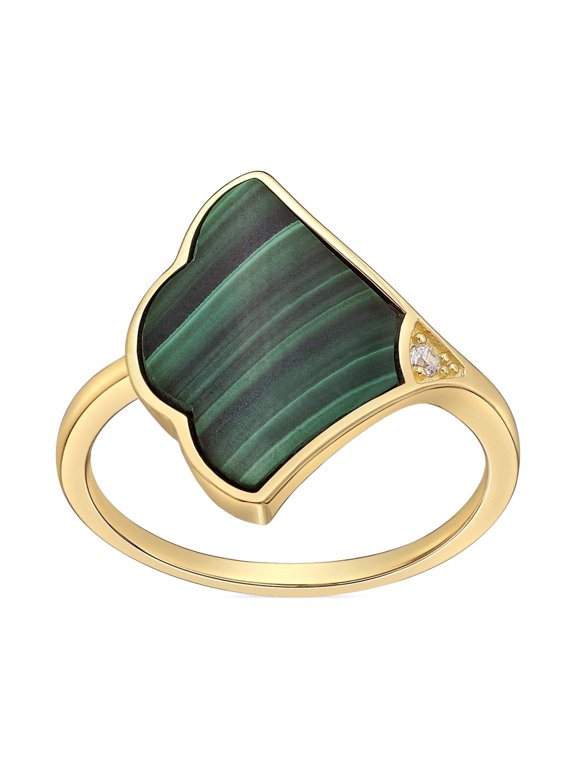 925 Sterling Silver Ring with Malachite