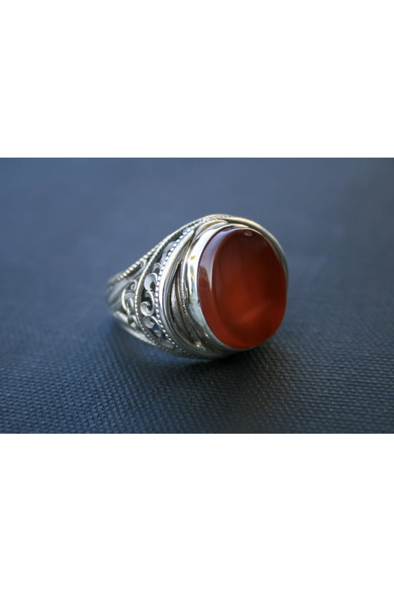 925 Sterling Silver Ring with Red Agate Stone – Handmade Natural Gem Design (7)
