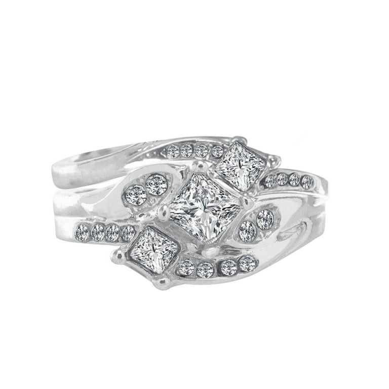 925 Sterling Silver Rings Womens Diamond Engagement Wedding Bands