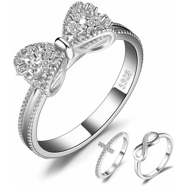 .925 Sterling Silver Princess Cut Cubic Zirconia Promise Ring – Sizes 5-10