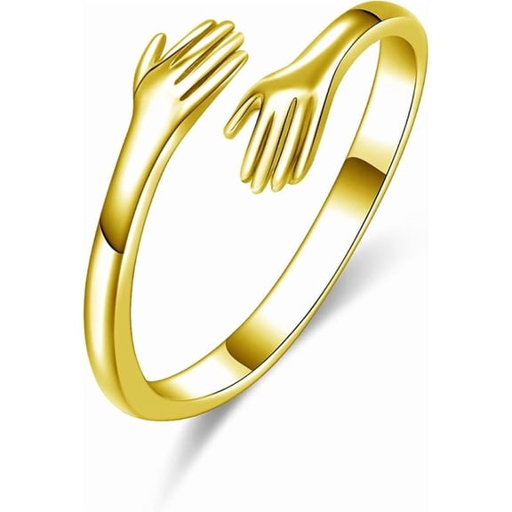 925 Sterling Silver Rings for Women Men or Unisex Silver Hugging Hands Open Ring Jewelry Hug Hands Statement Rings Bands Size