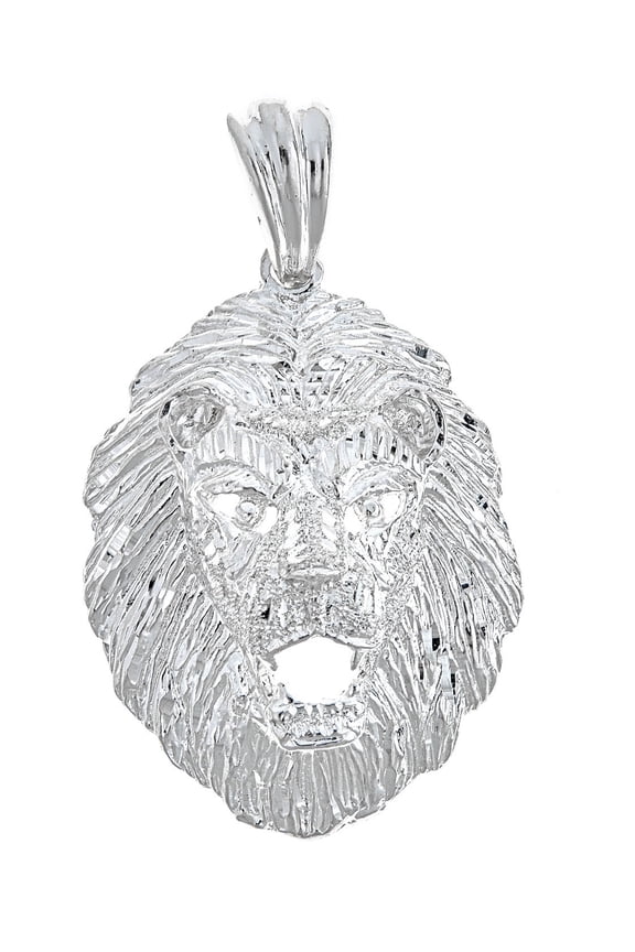 925 Sterling Silver Roaring Lion Pendant - Made in USA (17 Grams)