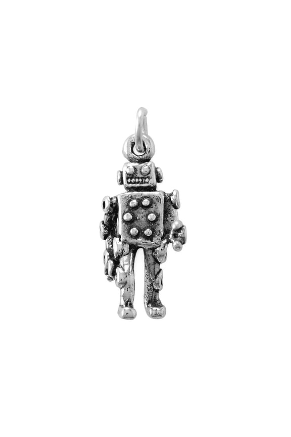 925 Sterling Silver Robot Charm 20mm X 9.7mm Pendant Necklace for Women