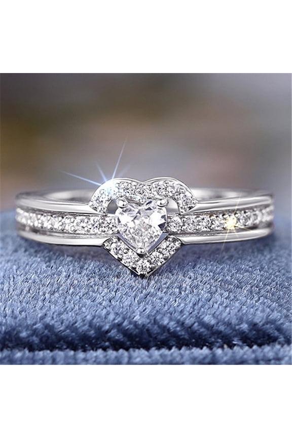 New 925 Sterling Silver Romantic Wedding Band Ring Female Love Jewelry Brilliant Heart Zirconia Finger Accessories Engagement Ring