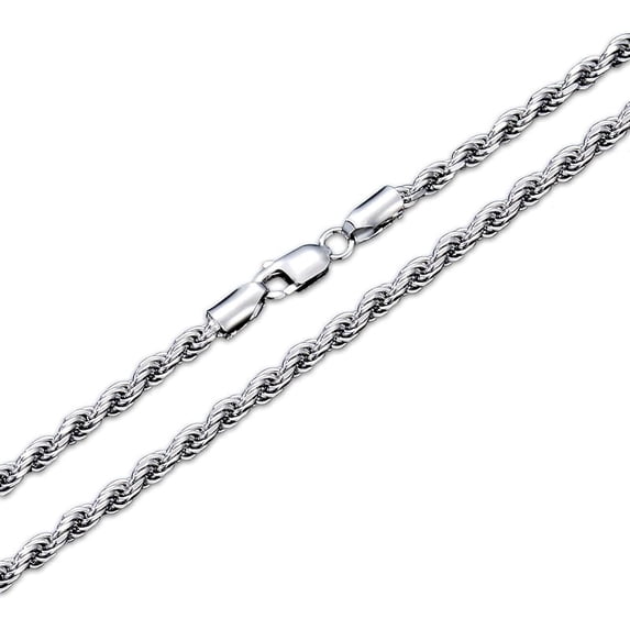 18 Inch Silver Rope Chain 925 Sterling Silver Rope Chain 1.5MM, 2MM, 3MM, 3.5MM Diamond Cut ...