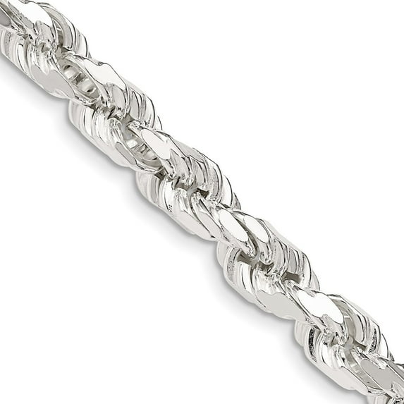 925 Sterling Silver Rope Chain Styles Necklace 7 mm Diamond-cut 30 inch