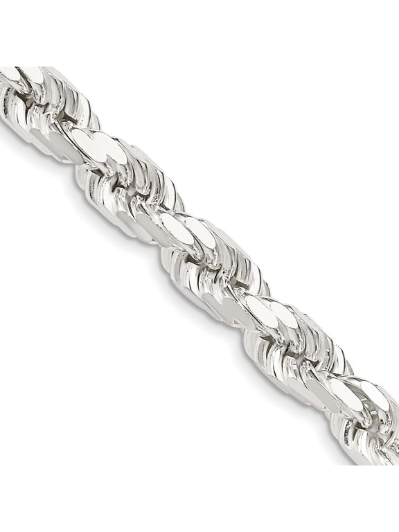 925 Sterling Silver Rope Chain Styles Necklace 8 mm Diamond-cut 20 inch