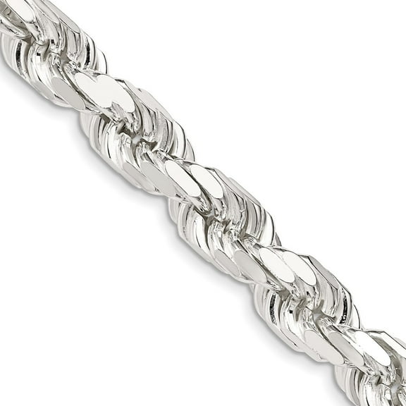 925 Sterling Silver Rope Chain Styles Necklace 9.5 mm Diamond-cut 24 inch