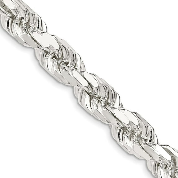 925 Sterling Silver Rope Chain Styles Necklace 9.5 mm Diamond-cut 30 inch