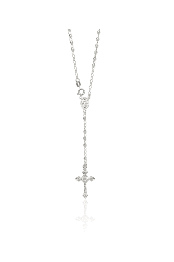 925 Sterling Silver Rosary Bead Chain Necklace