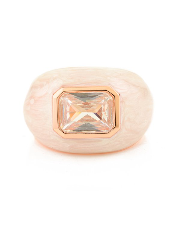 925 Sterling Silver Rose Gold CZ Dome Ring for Women | Statement Jewelry | Size 8