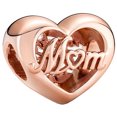 thumbnail image 1 of 925 Sterling Silver Rose Gold Engraved "Mom" & "Thank You for Being There" Openwork Heart Bead for Bracelet Charms Bangle Pendant Jewelry, 1 of 4
