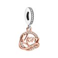 thumbnail image 1 of 925 Sterling Silver Rose Gold Mom Infinity Heart Dangle Charm for Bracelet Charms Bangle Pendant Jewelry, 1 of 4