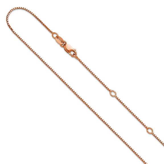 925 Sterling Silver Rose Gold Plated .85mm Box 1in+1 Inch Adjustable Chain Necklace 16 Inch Chain Necklace for Women and