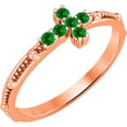 thumbnail image 1 of 925 Sterling Silver Rose Gold Plated Emerald Cross Ring - Women's Christmas Gift, 1 of 2
