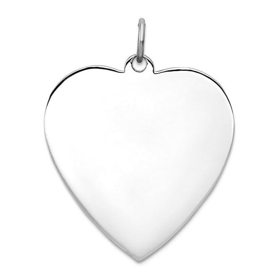 925 Sterling Silver Rose Gold Plated Engraveable Love Heart Pendant Necklace Polished Front Satin Back Disc 31x25mm Wide
