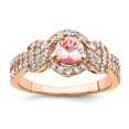 thumbnail image 1 of 925 Sterling Silver Rose Gold Plated Simulated Pink Sapp and White Cubic Zirconia Ring Size 6 Ring for Women, 1 of 2