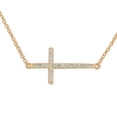 thumbnail image 1 of 925 Sterling Silver Rose Gold-Tone Sideways Cross White CZ Pendant Necklace, 1 of 2