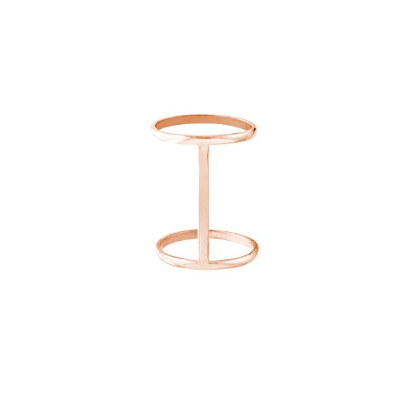 925 Sterling Silver Rose Plated Bar Connected Double Band Ring Size 6-Band Style-Ring for Women and Men