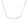 thumbnail image 1 of 925 Sterling Silver Rose Plated Curved Cubic Zirconia Bar Adjustable Necklace 18 Inch Pendant Necklace for Women, 1 of 2