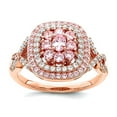thumbnail image 1 of 925 Sterling Silver Rose Plated Pink and White Cubic Zirconia Cushion Ring Size 8 1.89mm Wide Ring for Women, 1 of 2