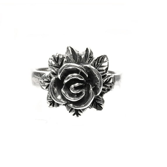 925 Sterling Silver Rose Ring Size 10