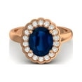 thumbnail image 1 of 925 Sterling Silver Rose Vermeil 6mm Round Blue Sapphire Solitaire Women Valentines Day Gifts Ring, 1 of 4