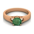 thumbnail image 1 of 925 Sterling Silver Rose Vermeil 6mm Round Emerald Solitaire Women Valentines Day Gifts Ring, 1 of 4