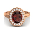 thumbnail image 1 of 925 Sterling Silver Rose Vermeil 6mm Round Garnet Solitaire Women Valentines Day Gifts Ring, 1 of 4