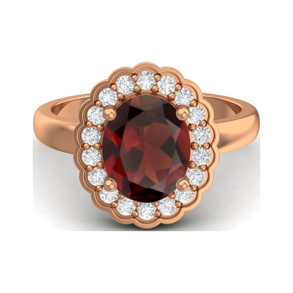 925 Sterling Silver Rose Vermeil 6mm Round Garnet Solitaire Women Valentines Day Gifts Ring