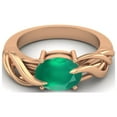 thumbnail image 1 of 925 Sterling Silver Rose Vermeil 9X7MM Oval Shape Green Onyx Solitaire Women Valentines Day Gifts Ring, 1 of 4