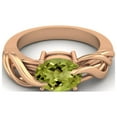 thumbnail image 1 of 925 Sterling Silver Rose Vermeil 9X7MM Oval Shape Peridot Solitaire Women Valentines Day Gifts Ring, 1 of 4