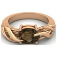 thumbnail image 1 of 925 Sterling Silver Rose Vermeil 9X7MM Oval Shape Smoky Quartz Solitaire Women Valentines Day Gifts Ring, 1 of 4