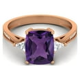 thumbnail image 1 of 925 Sterling Silver Rose Vermeil 9X7mm Cushion Amethyst Solitaire Women Valentines Day Gifts Ring, 1 of 3