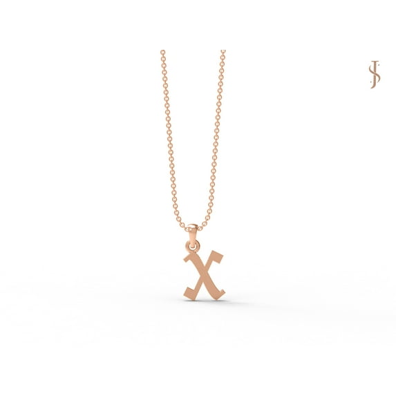 925 Sterling Silver Rose Vermeil Cursive Letter X Initial Chain Alphabet Women Valentines Day Gifts Necklace