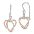 thumbnail image 1 of 925 Sterling Silver & Rose Vermeil Heart Dangle Earrings, 1 of 6