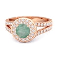 thumbnail image 1 of 925 Sterling Silver Rose Vermeil Round 3.43 Ctw Emerald Beautiful Double Halo Women Valentines Day Gifts Ring, 1 of 3