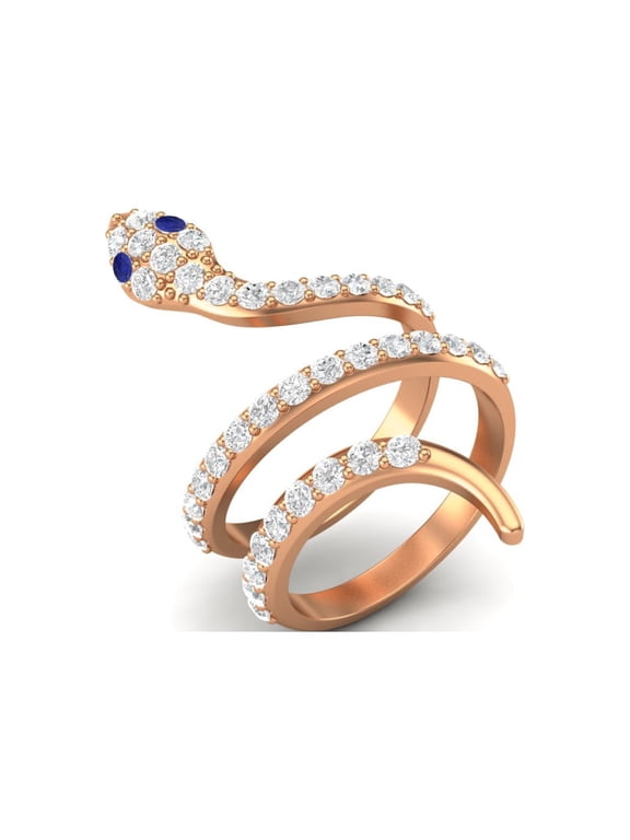 925 Sterling Silver Rose Vermeil Snake Women Gifts Ring Natural Lapis Cobra Snake Rings