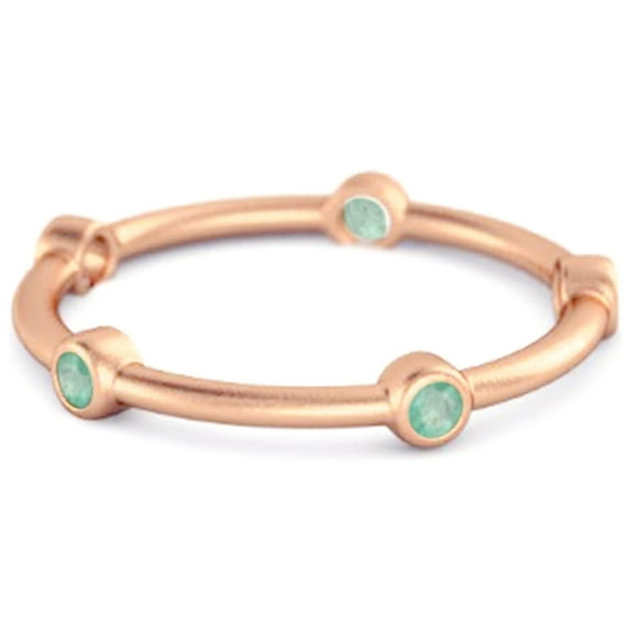 Mooneye 925 Sterling Silver Rose Vermeil Stackable Emerald Five Stone Women Wedding Ring